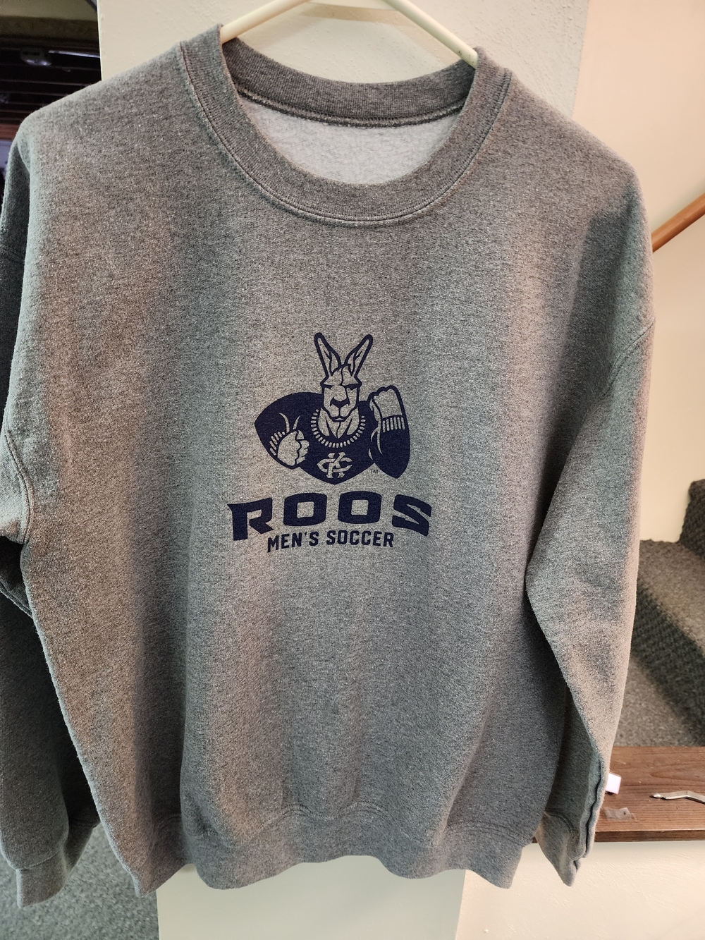 Fighting Roos UMKC Men's Soccer Gray Crewneck Sweatshirt